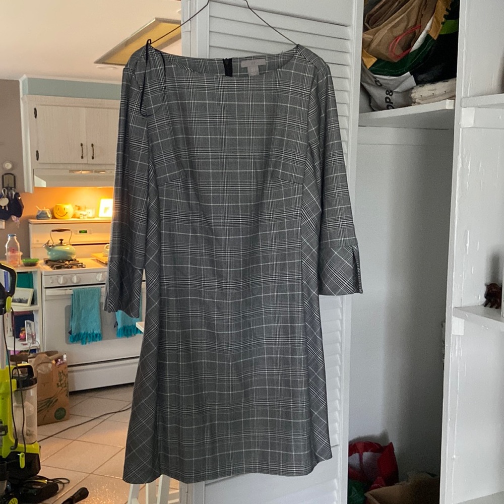H&M boat neck mini dress houndstooth